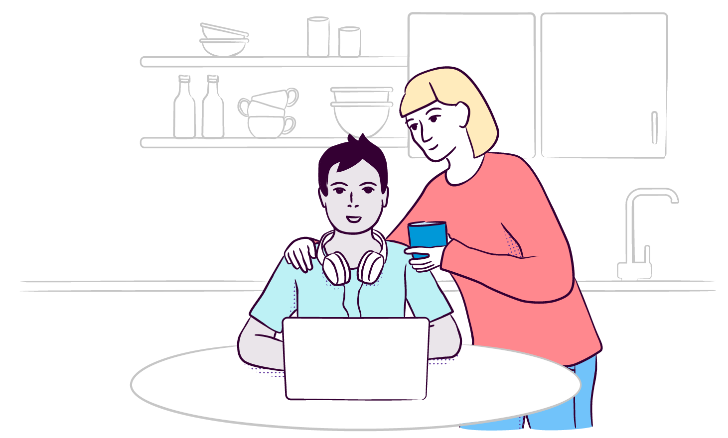 Illustration of person on a laptop with their guardian