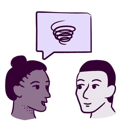 Illustration of two people with a speech bubble