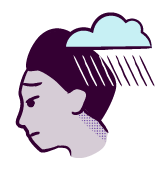 Illustration of a sad man with a rain cloud 