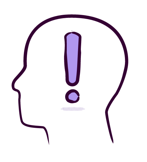 illustration of a persons head with an exclamation mark
